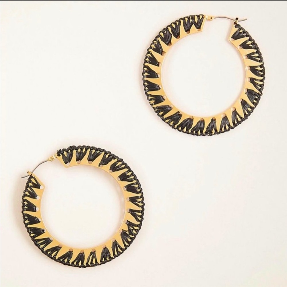 Ann Taylor Rafia Wrapped Hoop Earrings